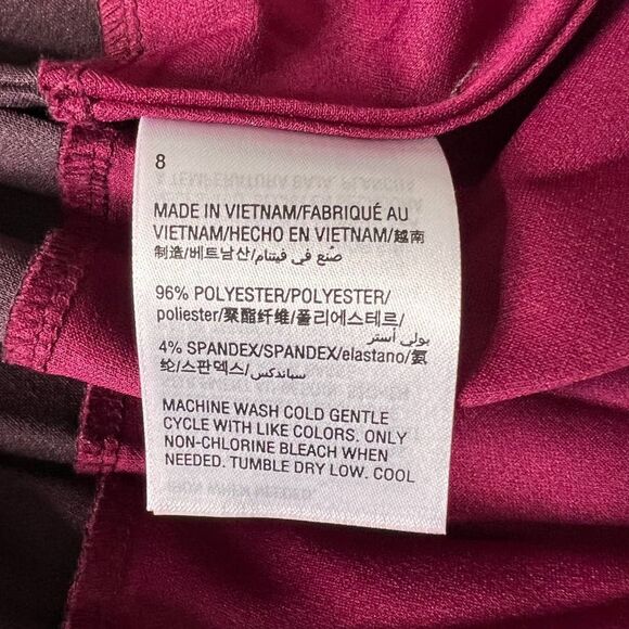 Alfani Color Blocked Blush/Purple/Pink Mock Neck Pleated Sleeveless Dress- 8 - Picture 6 of 13